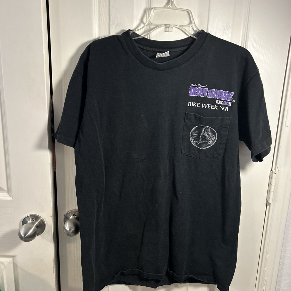 Vintage Iron Horse Saloon Bike Week 98 Pocket T Shirt Mens L Black - Picture 4 of 7